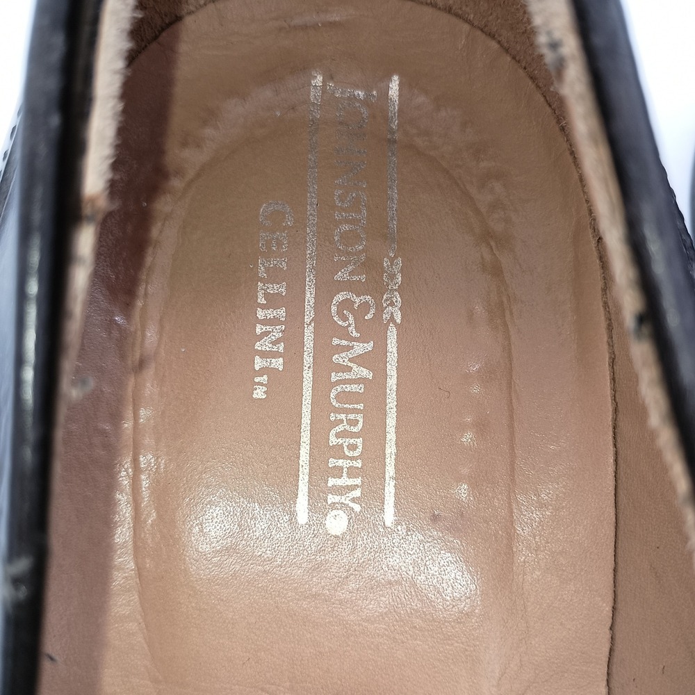 Johnston & Murphy Cellini Mens 11 M Black Brown Woven Leather Tassel Loafers - Picture 5 of 7